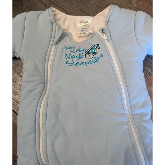 BABY MERLIN'S MAGIC SLEEPSUIT Small (3-6M/12-18lb) Blue Swaddle Transition - Picture 2 of 6